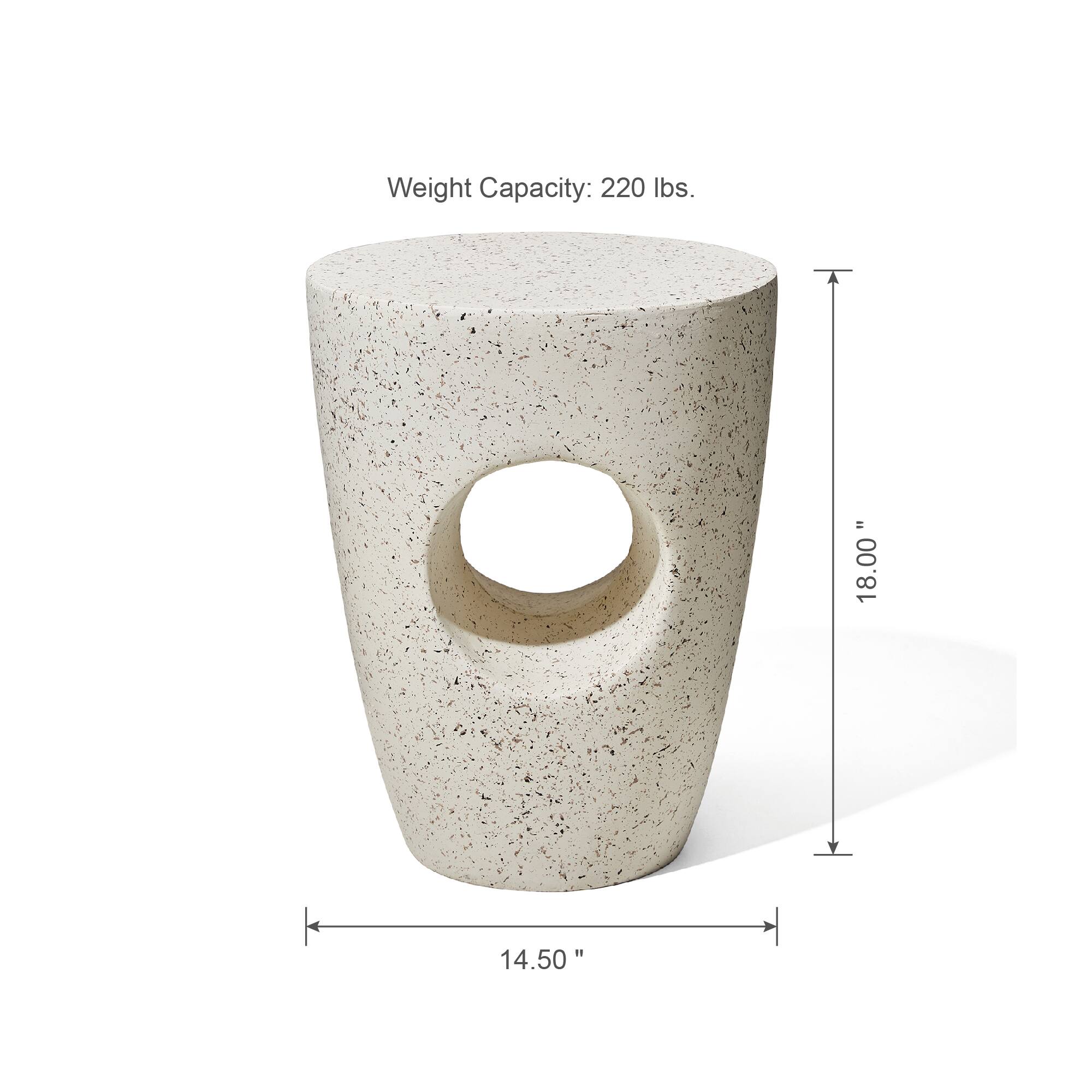 Glitzhome® 18" Multi-Functional White Terrazzo Garden Stool